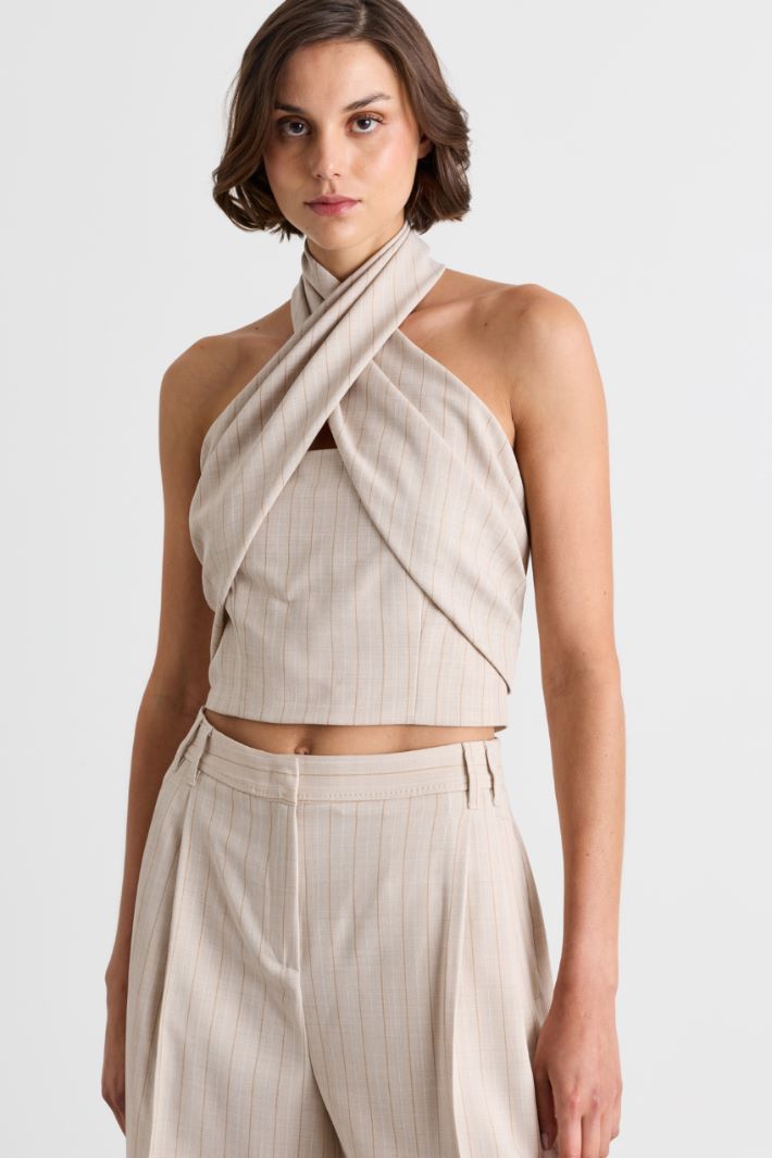Top corto incrociato - BEIGE - Intrend - 2