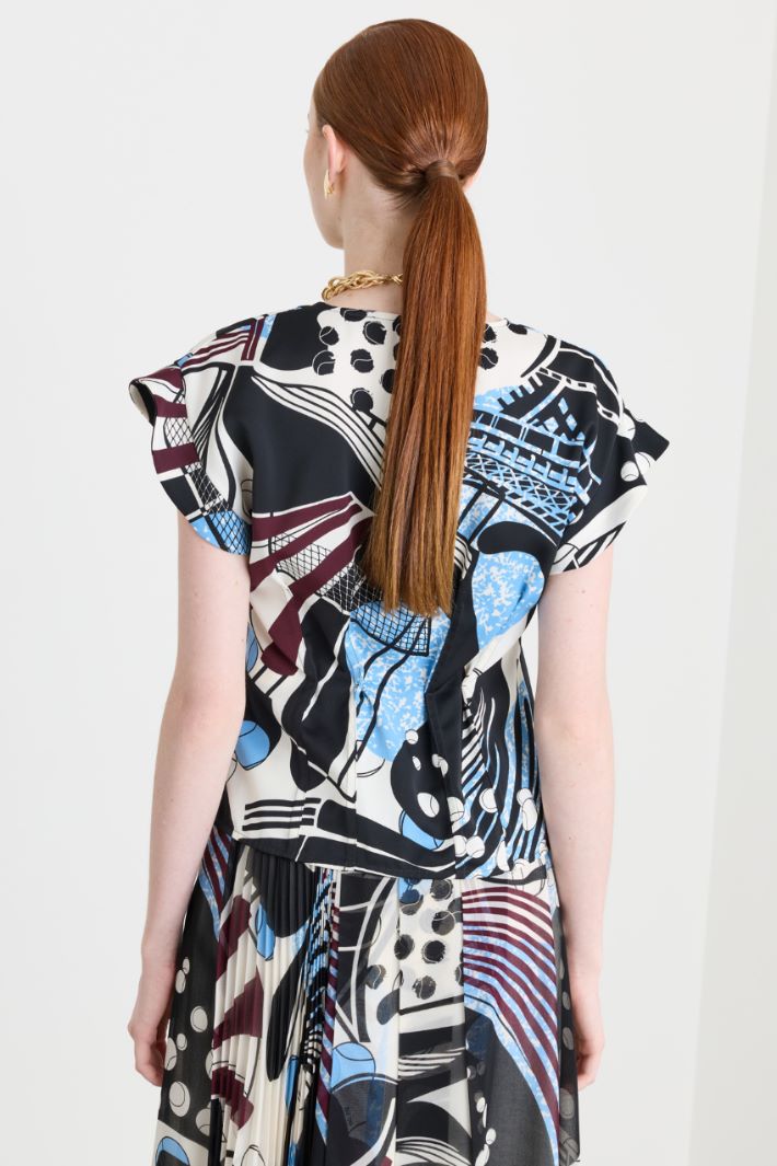Blusa in raso stampato - BIANCO - Intrend - 4