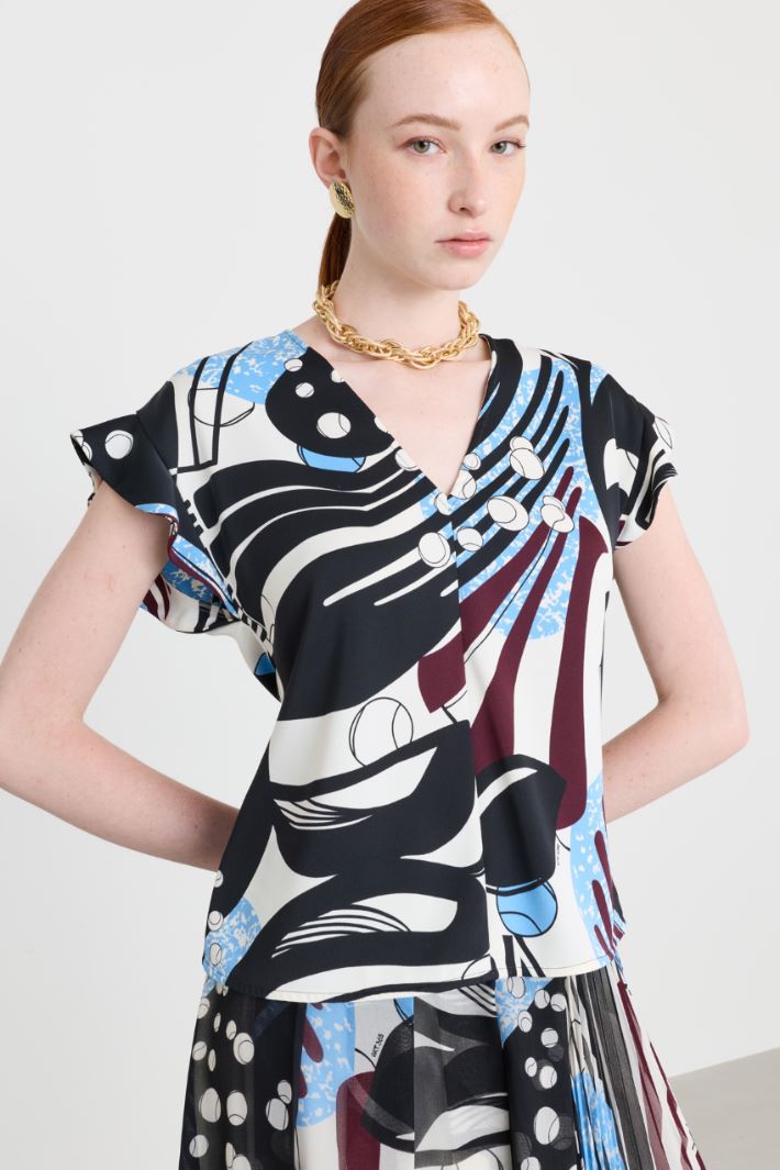 Blusa in raso stampato - BIANCO - Intrend - 2