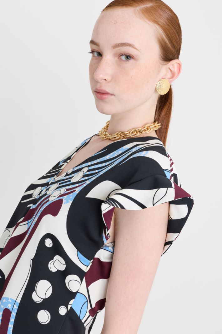 Blusa in raso stampato - BIANCO - Intrend - 3