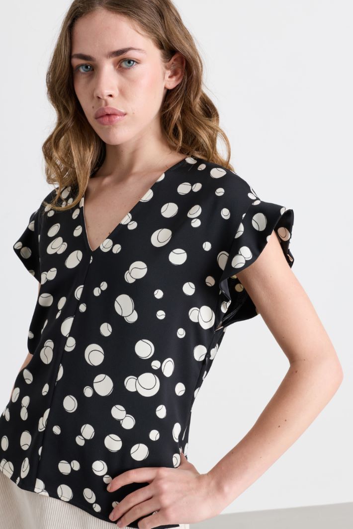 Blusa in raso stampato - NERO - Intrend - 3