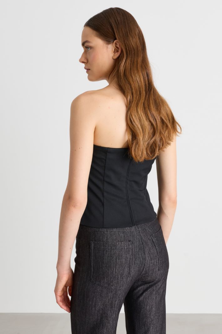 Top bustier in tessuto stretch - NERO - Intrend - 4