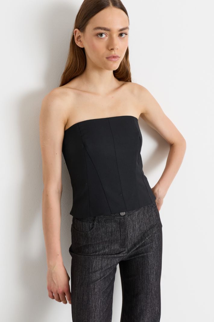 Top bustier in tessuto stretch - NERO - Intrend - 2