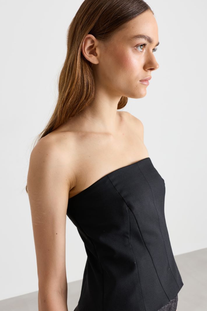 Top bustier in tessuto stretch - NERO - Intrend - 3