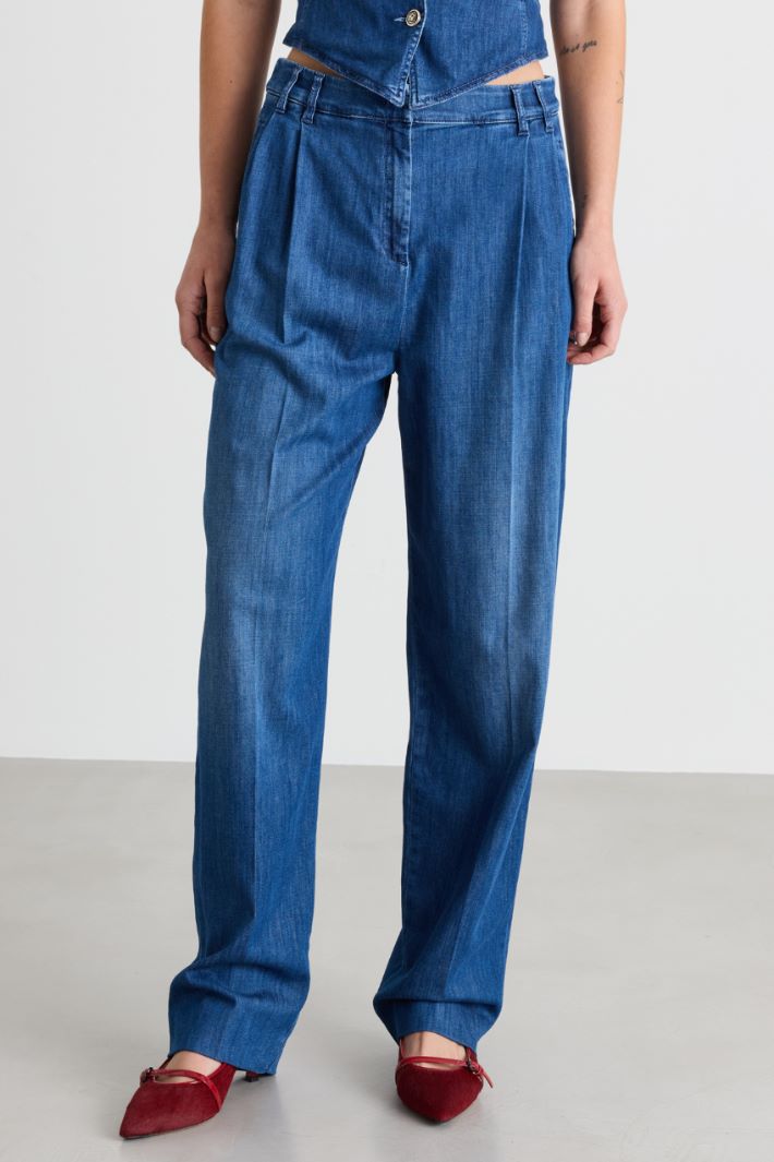 Jean barrel à pinces - BLEU - Intrend - 2