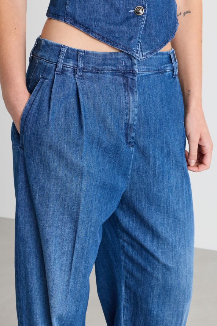 Jean barrel à pinces - BLEU - Intrend - 3