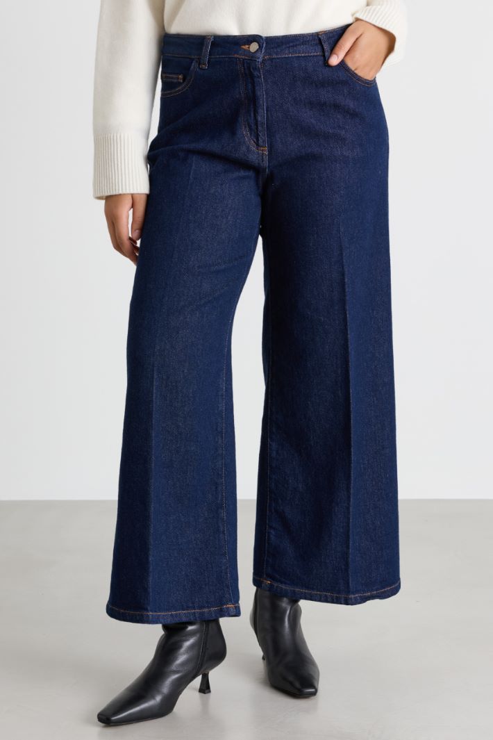 Jean large cropped - BLEU - Intrend - 2