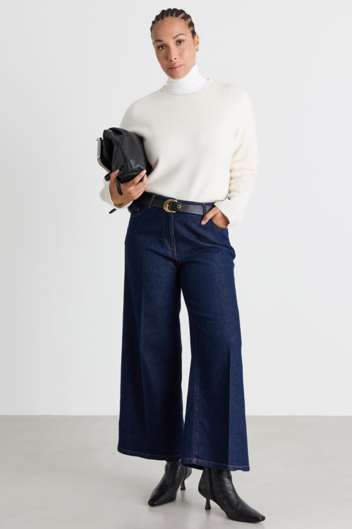 Jean large cropped - BLEU - Intrend
