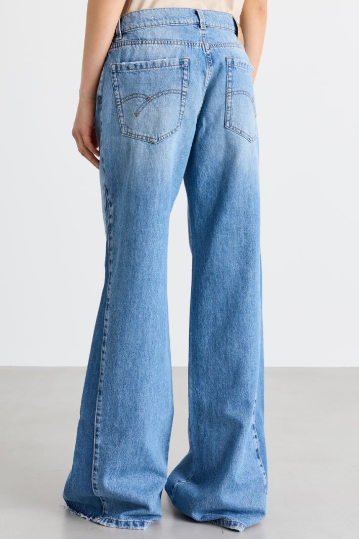 Jeans wide leg a vita bassa - AZZURRO - Intrend - 4