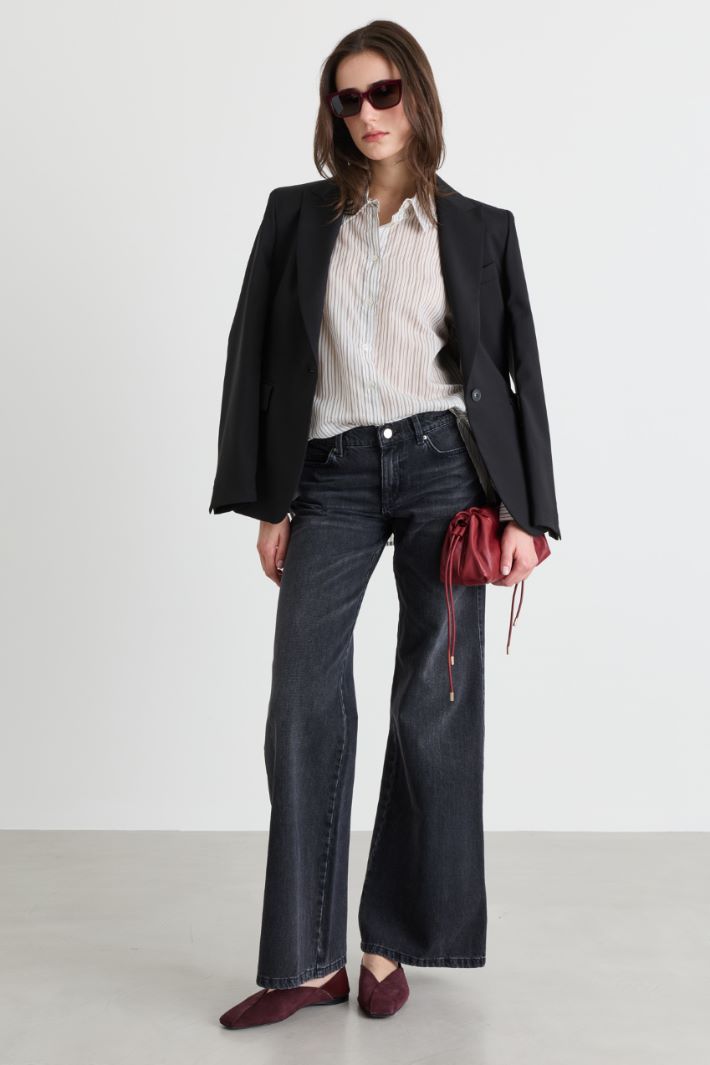 Low-rise wide-leg jeans - BLACK - Intrend