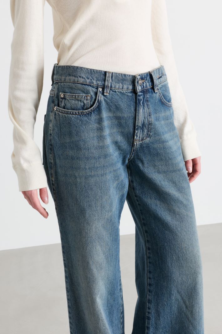 Low-rise wide-leg jeans - BLUE - Intrend - 3