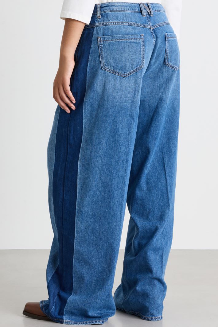 Jean à bandes contrastantes - BLEU CLAIR - Intrend - 4