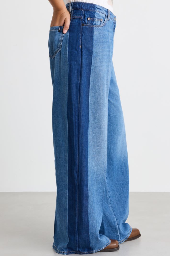 Jean à bandes contrastantes - BLEU CLAIR - Intrend - 3