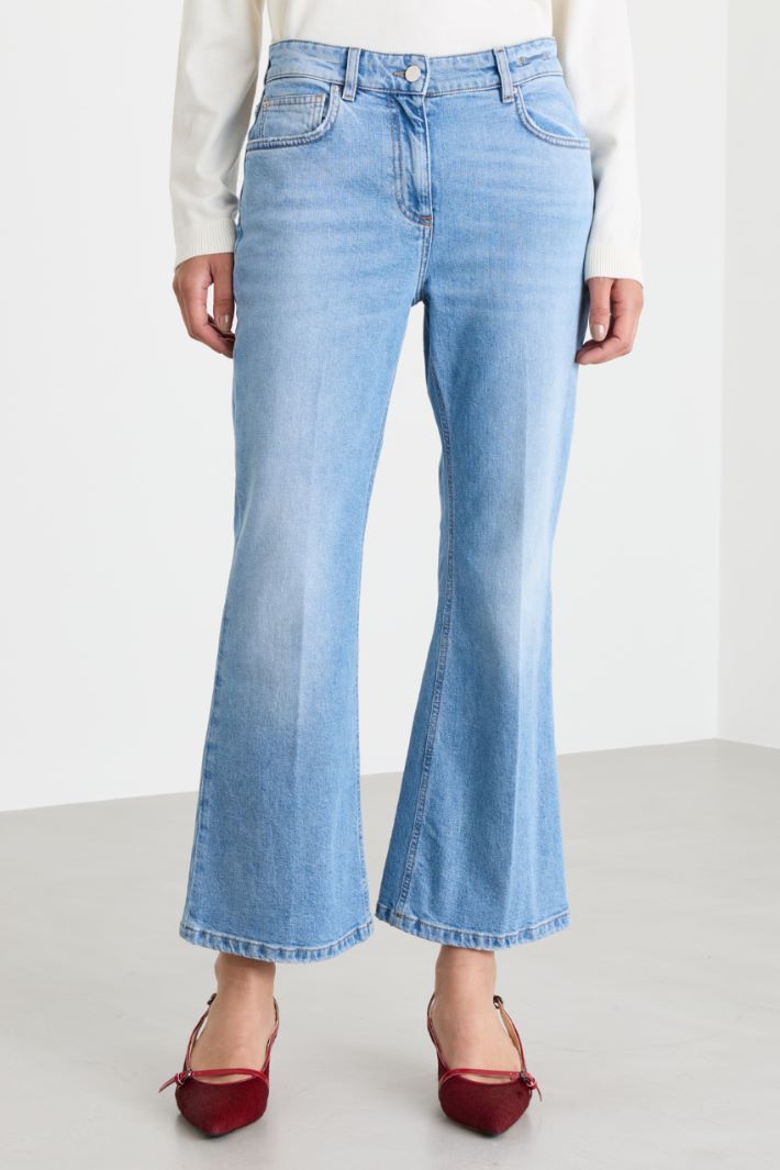 Cropped Flare Jeans - HIMMELBLAU - Intrend - 2