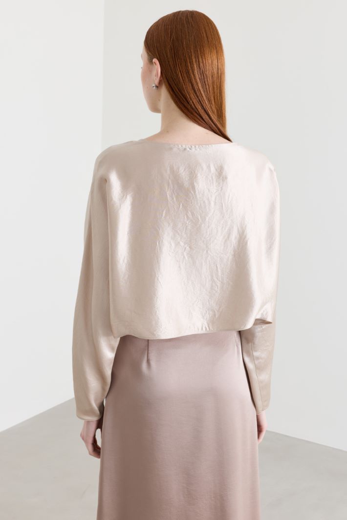 Blusa in raso - BEIGE - Intrend - 4