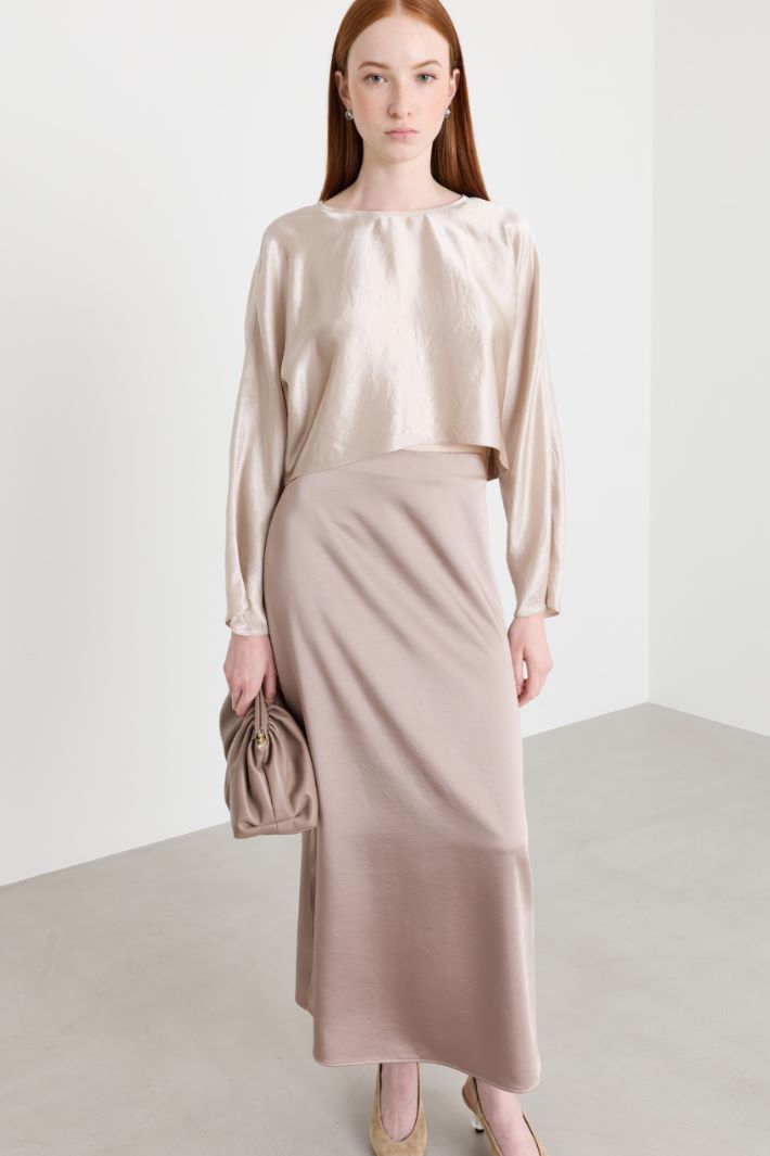 Blusa in raso - BEIGE - Intrend - 2