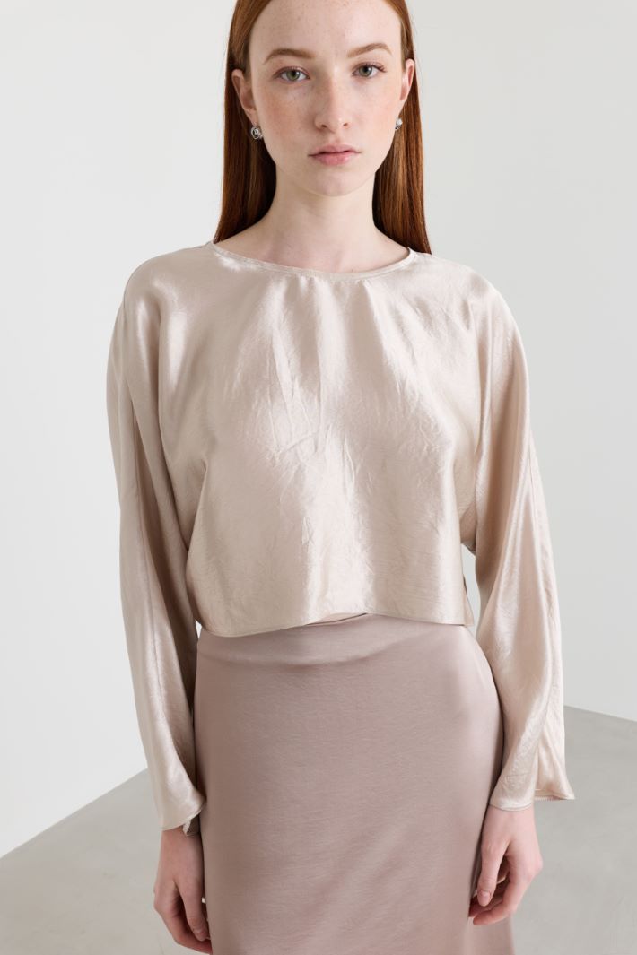 Blusa in raso - BEIGE - Intrend - 3