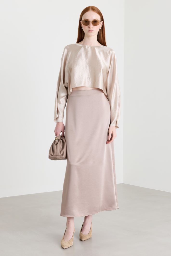 Blusa in raso - BEIGE - Intrend