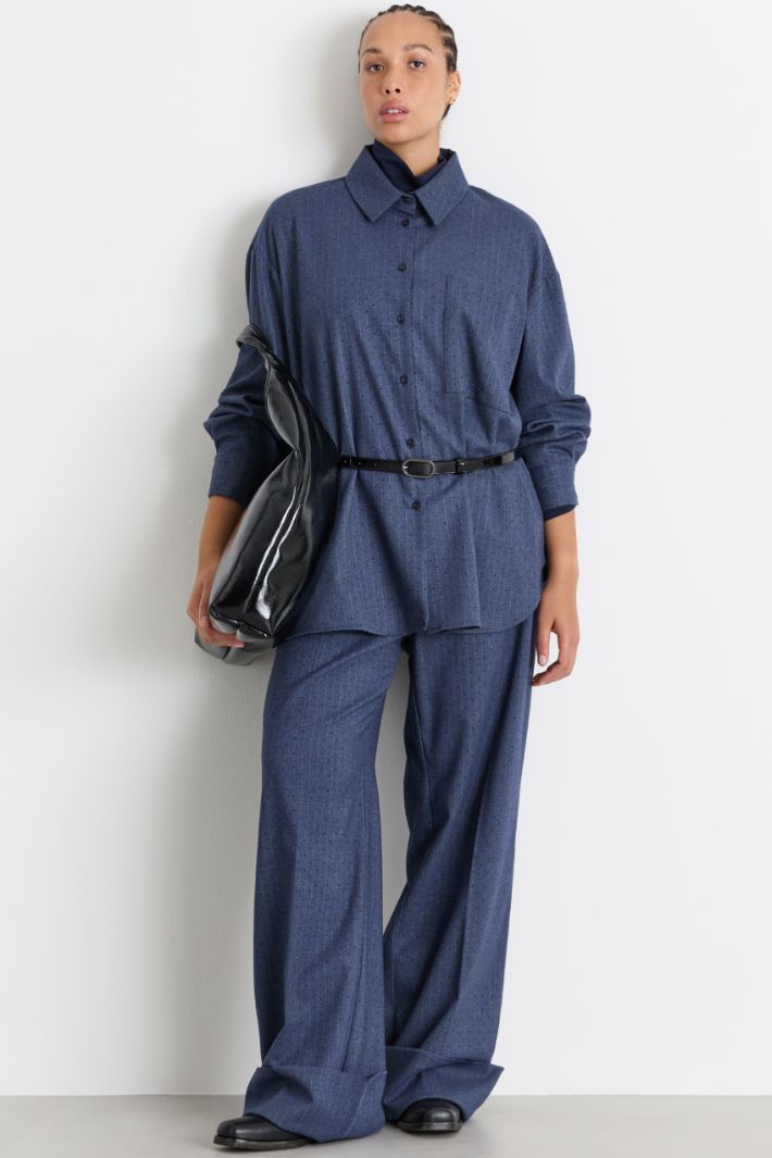 Casacca in gabardina con applicazioni - BLU - Intrend