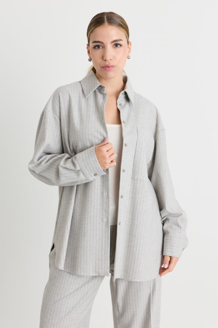 Casacca in gabardina con applicazioni - GRIGIO - Intrend - 2
