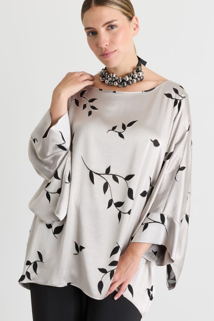 Blusa in raso dévoré - GRIGIO - Intrend - 2