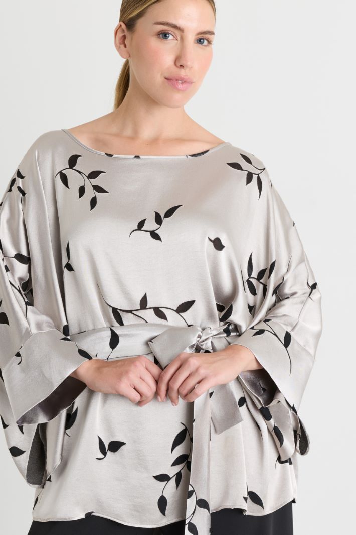 Blusa in raso dévoré - GRIGIO - Intrend - 3