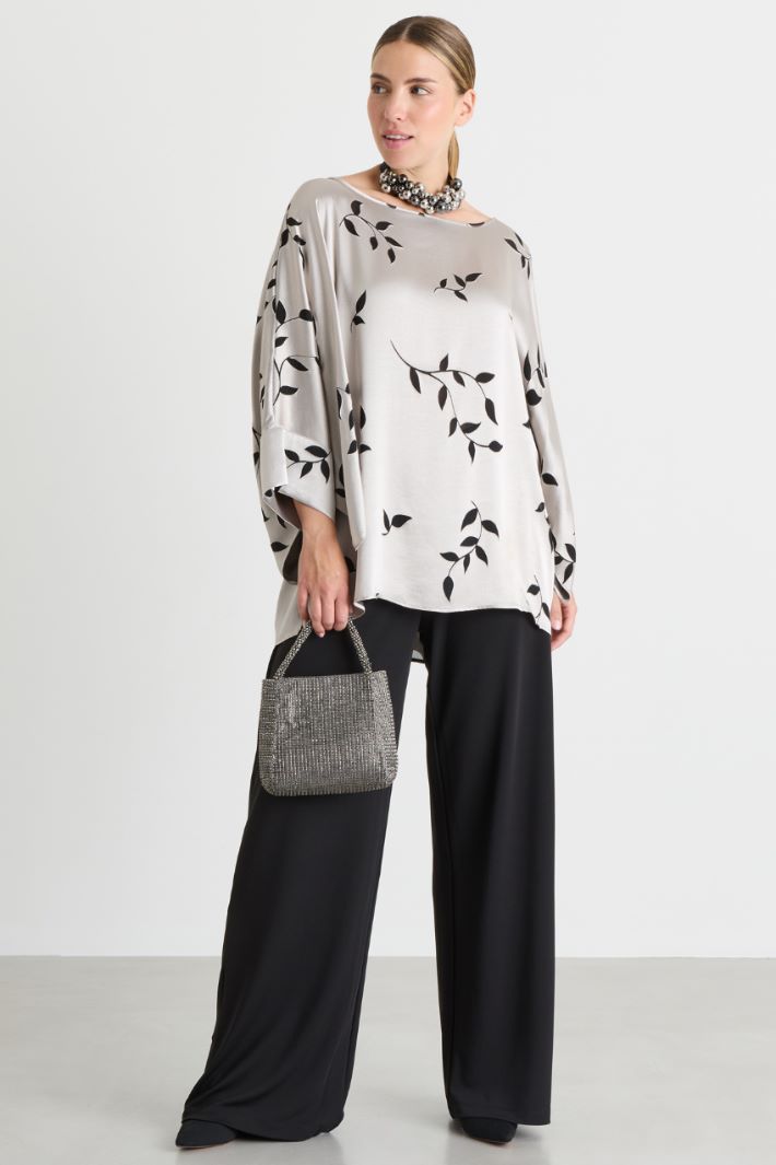 Blusa in raso dévoré - GRIGIO - Intrend