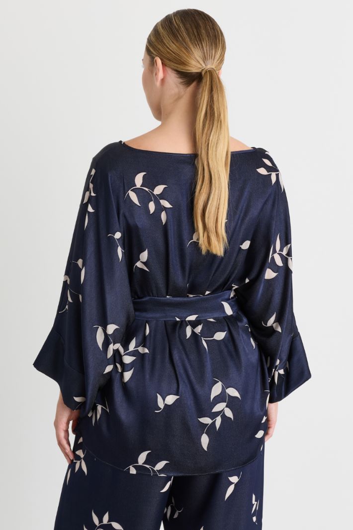 Blusa in raso dévoré - BLU BIANCO - Intrend - 4