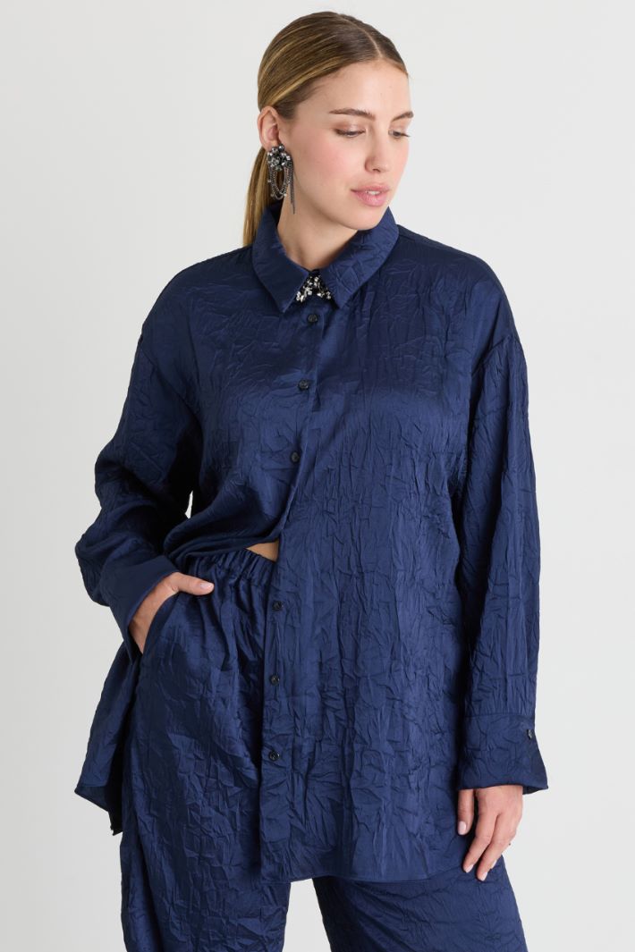 Casacca in twill crinkle - BLU - Intrend - 2