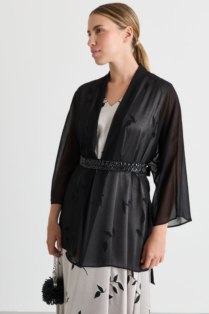 Casacca aperta in georgette - NERO - Intrend - 2
