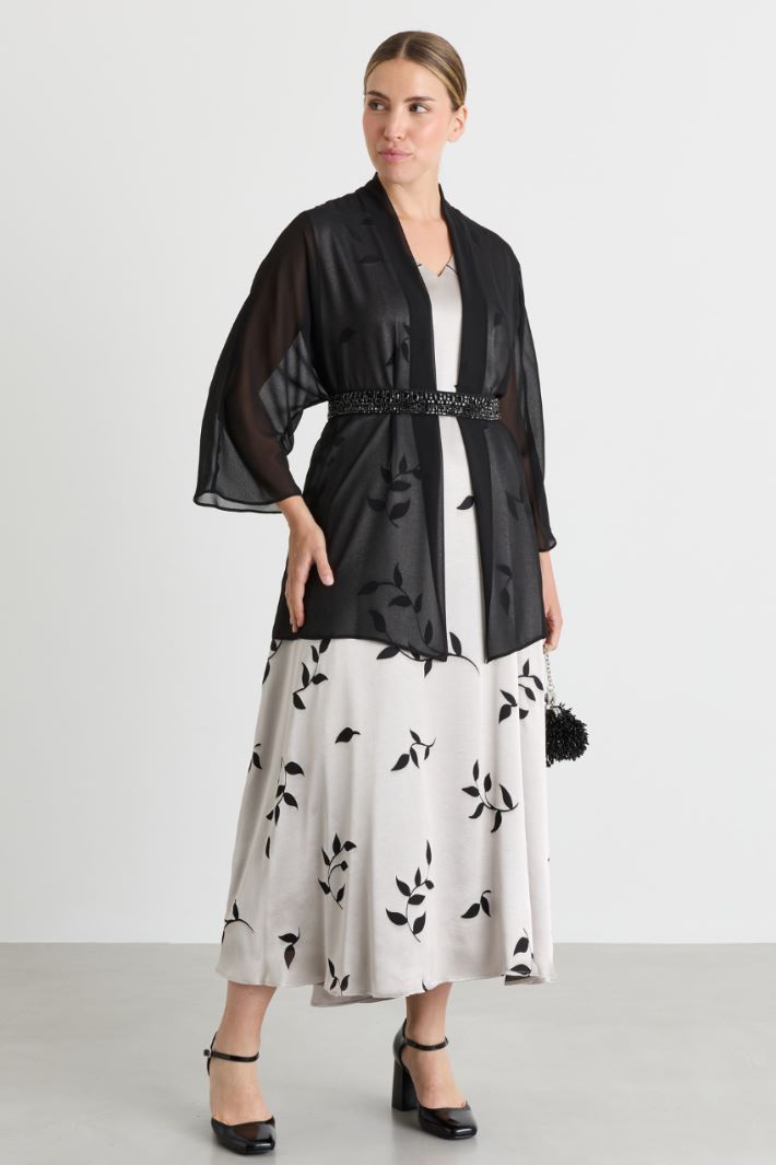 Casacca aperta in georgette - NERO - Intrend