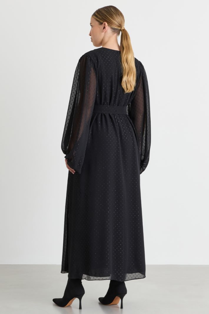 Lamé creponne dress - BLACK - Intrend - 4