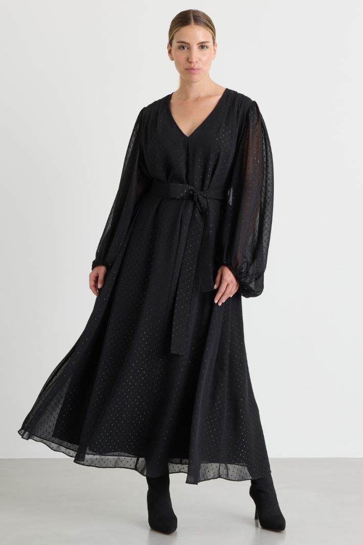 Lamé creponne dress - BLACK - Intrend - 2