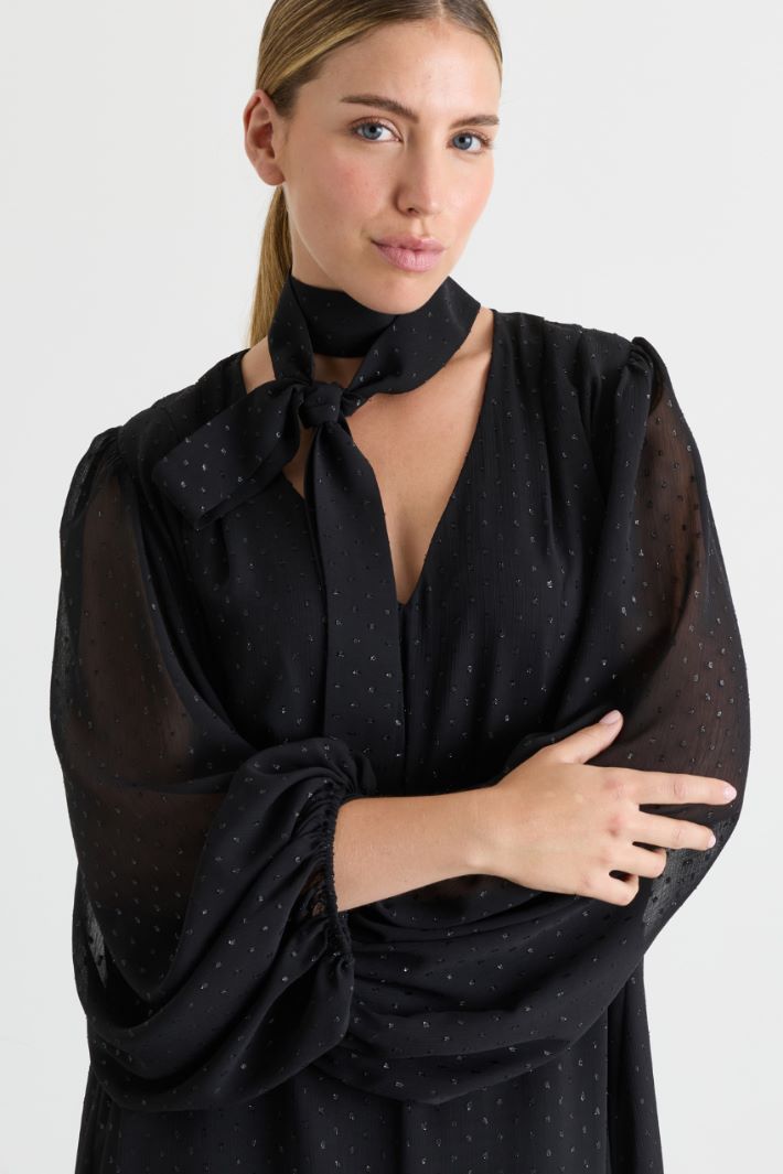 Lamé creponne dress - BLACK - Intrend - 3