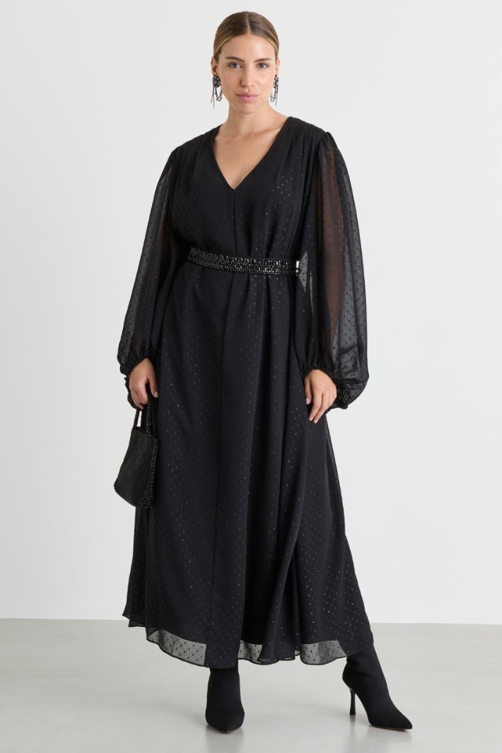 Lamé creponne dress - BLACK - Intrend