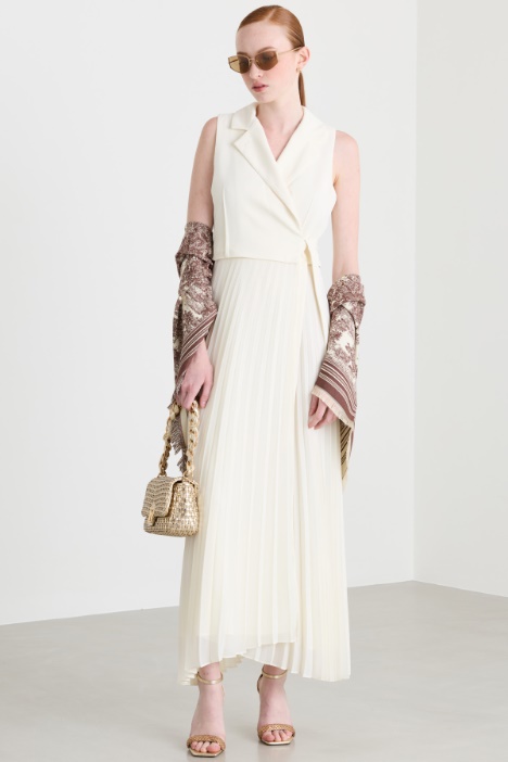 Dual-fabric long dress - Intrend