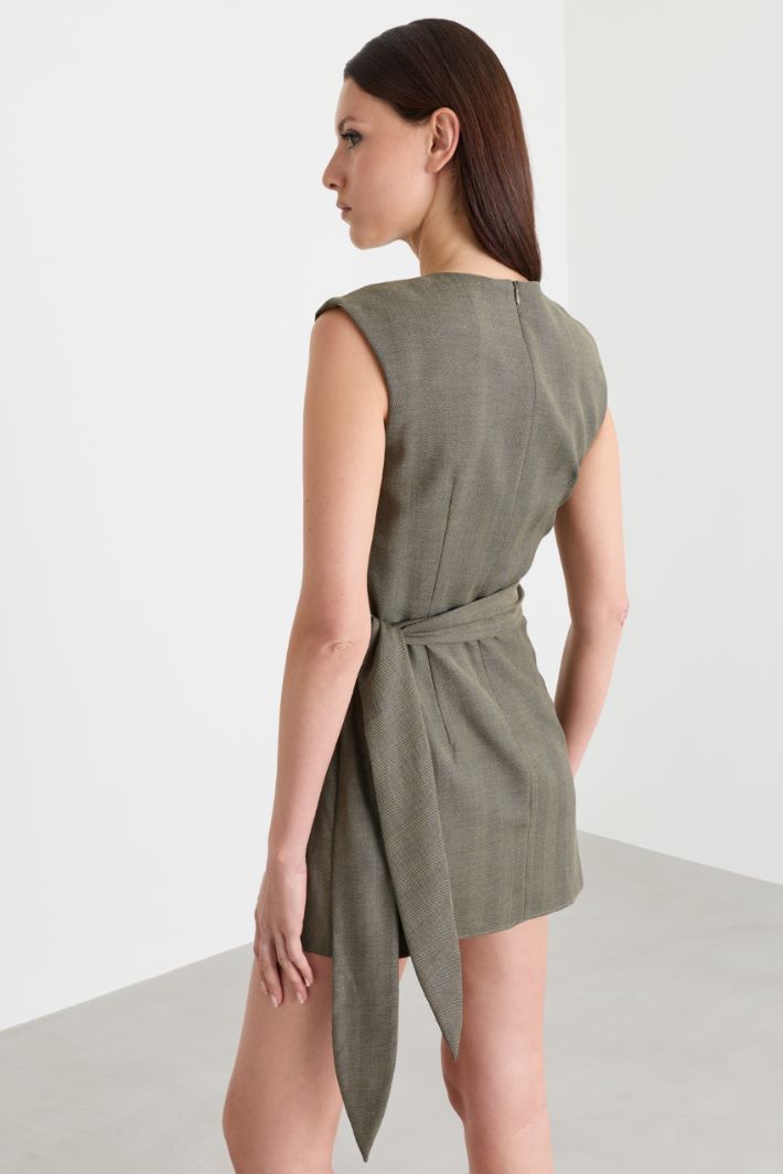Short patterned twill dress - GREEN - Intrend - 4