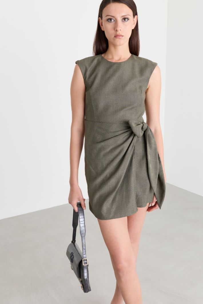 Short patterned twill dress - GREEN - Intrend - 2
