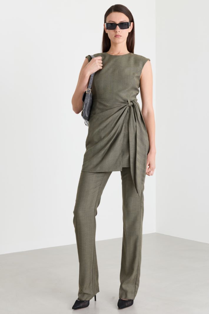 Short patterned twill dress - GREEN - Intrend