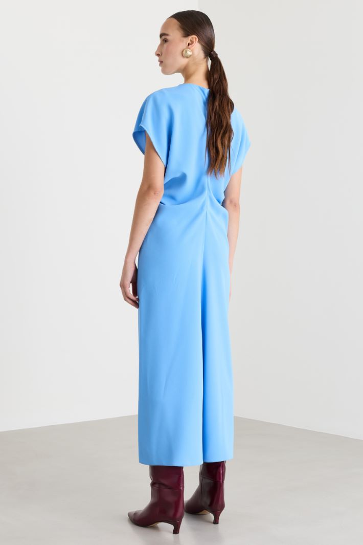 Abito drappeggiato con maniche a kimono - AZZURRO - Intrend - 4
