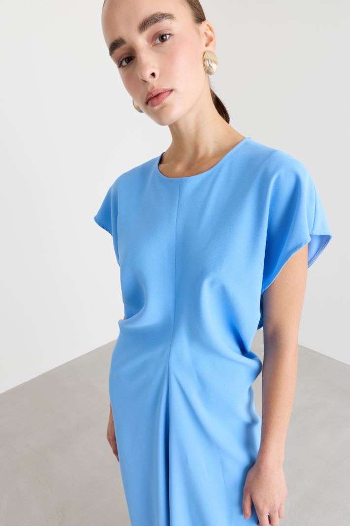 Abito drappeggiato con maniche a kimono - AZZURRO - Intrend - 3
