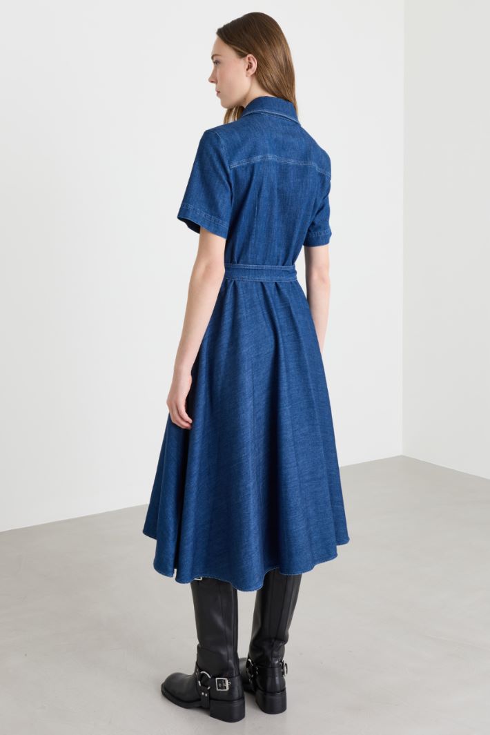 Fit and flare shirt dress - BLUE - Intrend - 4