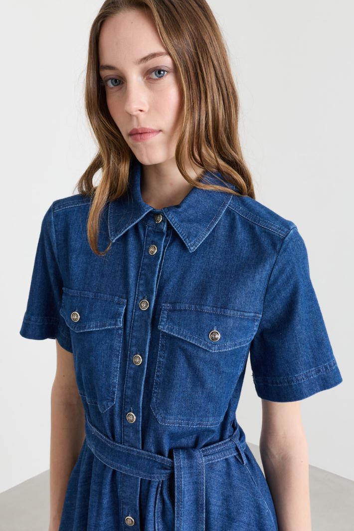 Fit and flare shirt dress - BLUE - Intrend - 3