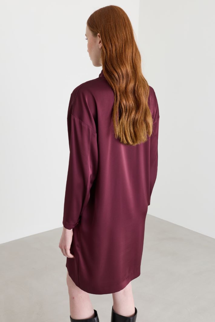 Scarf-neck Dress - BORDEAUX - Intrend - 4