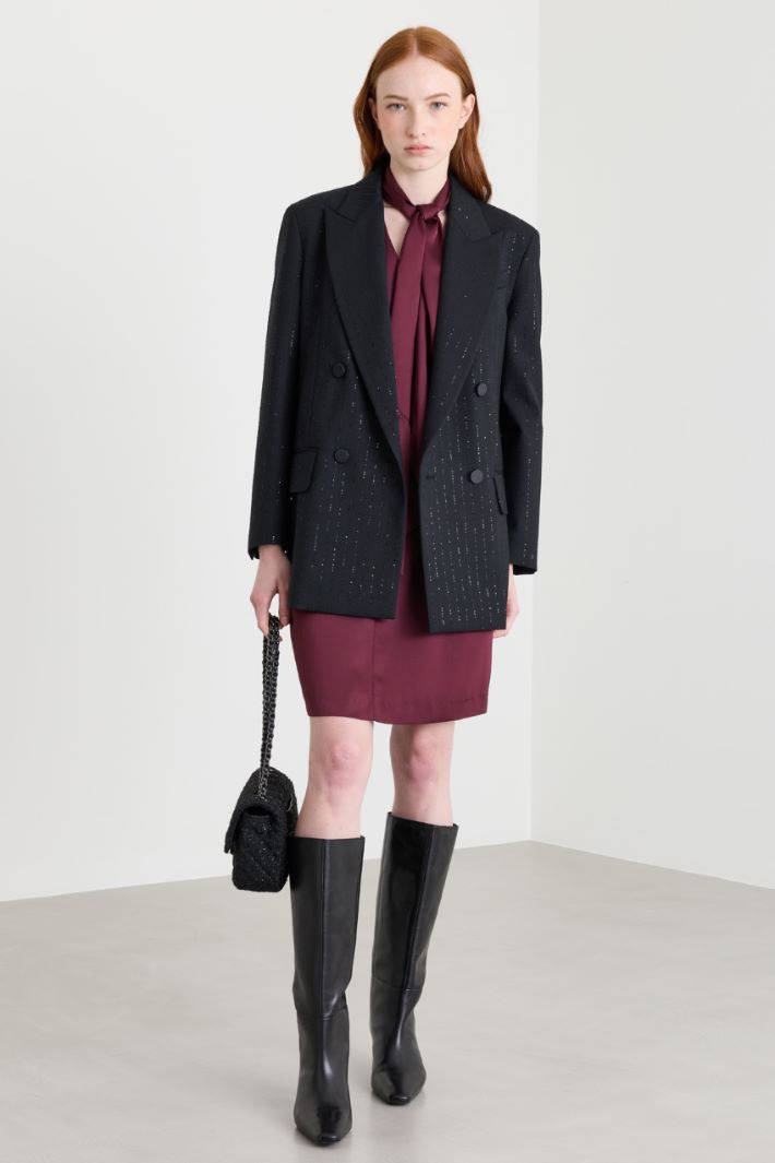 Scarf-neck Dress - BORDEAUX - Intrend