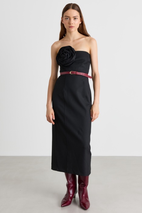 Bustier dress with oversized flower appliqué - Intrend