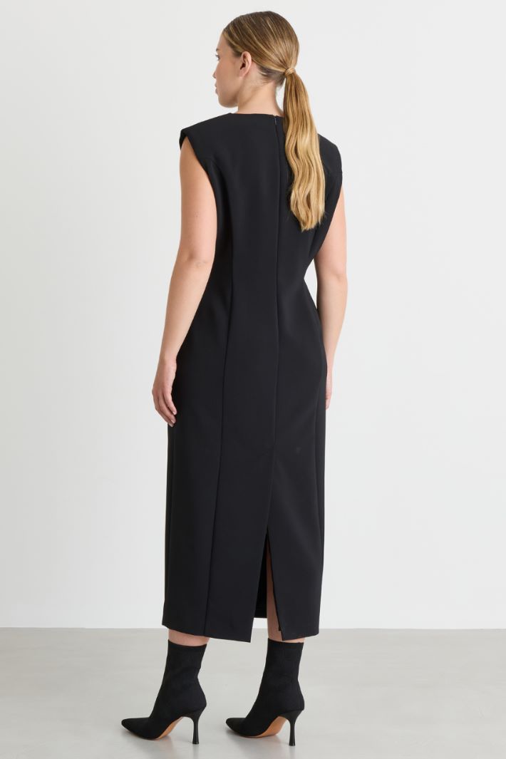 Abito in cady ricamato - NERO - Intrend - 4
