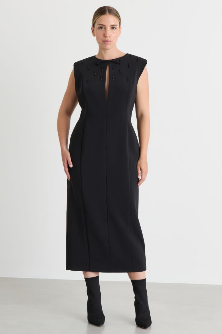 Abito in cady ricamato - NERO - Intrend - 2