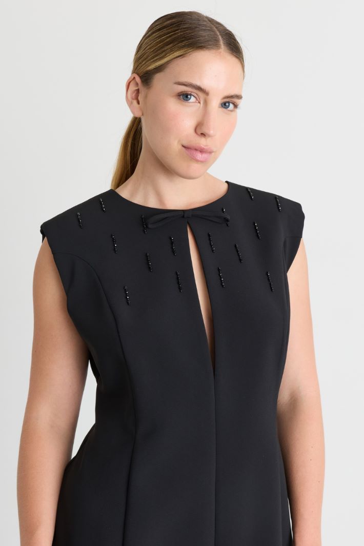 Abito in cady ricamato - NERO - Intrend - 3