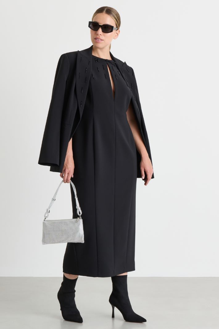 Abito in cady ricamato - NERO - Intrend